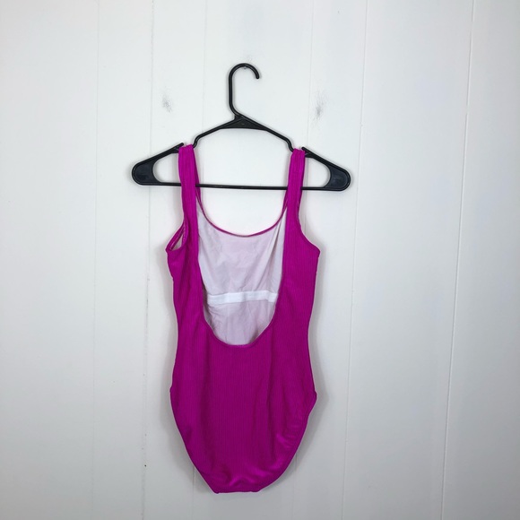 Vintage 90s Jantzen Shimmery Fuchsia One Piece Swimsuit Sz S - Picture 4 of 8